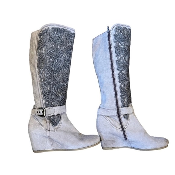 Napoleoni Womens  Gray Suede Knee High Boots Size 39‎ (8.5 US) Made In Italy - Picture 2 of 12